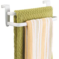 mDesign Barra para colgar paños de cocina – Colgador de cocina doble para colocar en las puertas de los armarios…